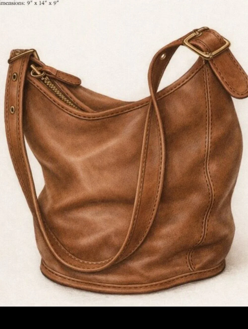 Vintage Coach British Tan Duffle Sac #9085 Hobo Bag